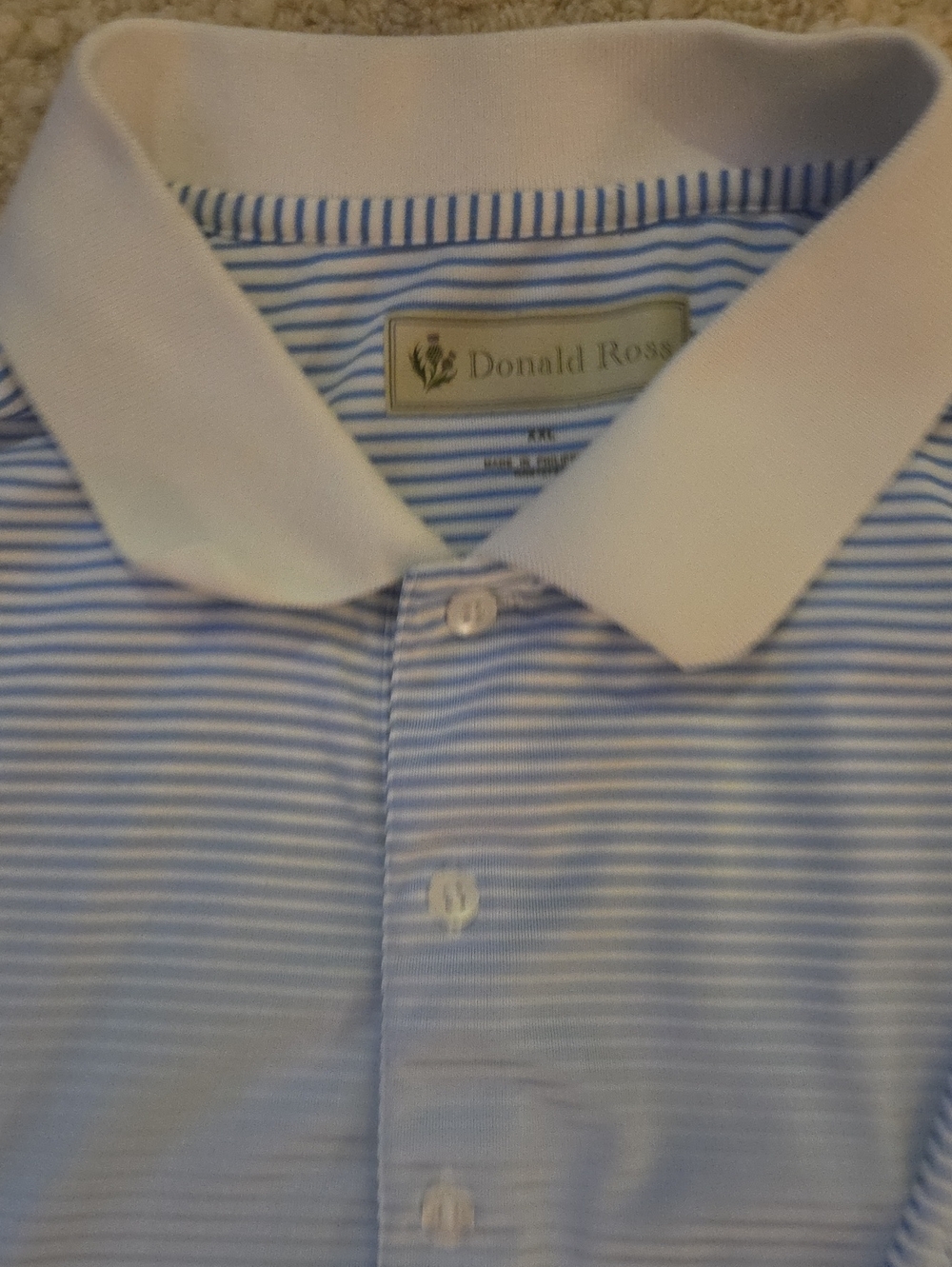 Donald Ross Gulph Mills Golf Club Blue Striped Long Sleeve Polo Mens XXL
